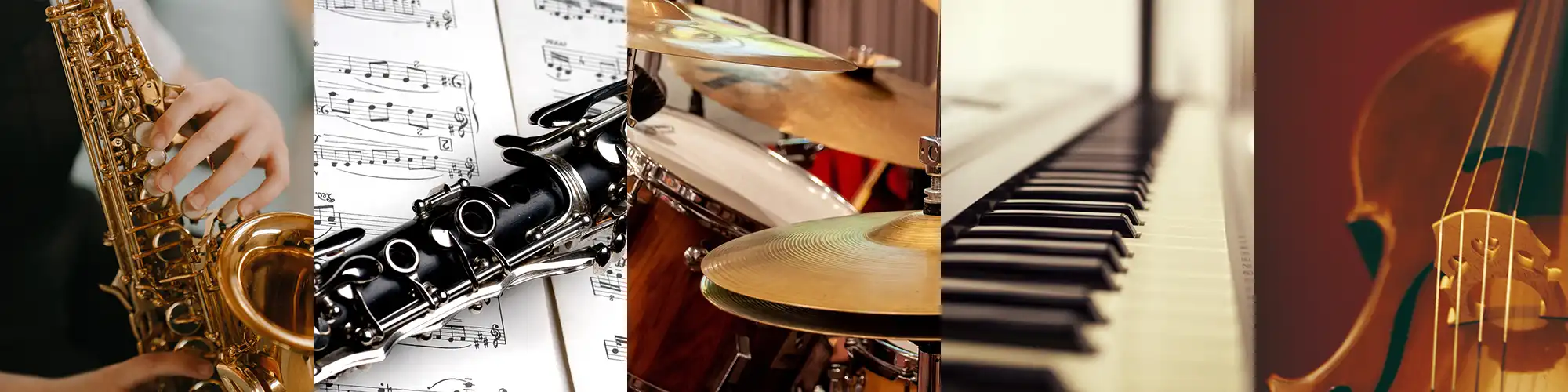Sliderbild bestehend aus 5 Einzelbildern mit Instrumenten